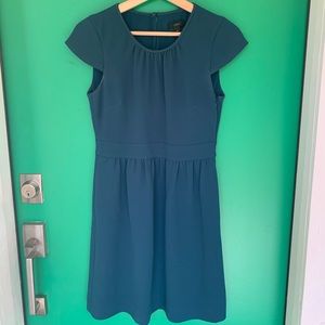 Teal J.Crew Crepe Short-Sleeved Dress
